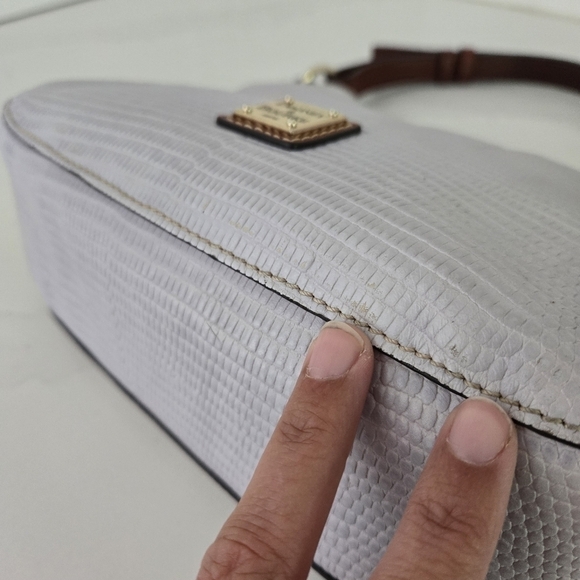 Dooney & Bourke Satchel Lizard Embossed Leather Small Kiley Hobo Handbag Lilac - Picture 11 of 11